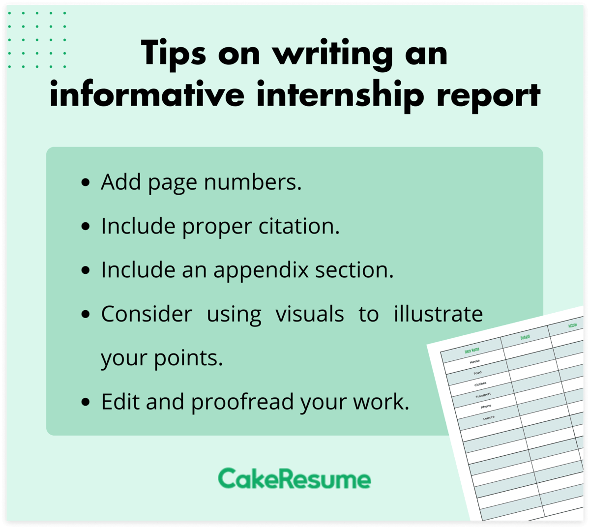 internship report tips