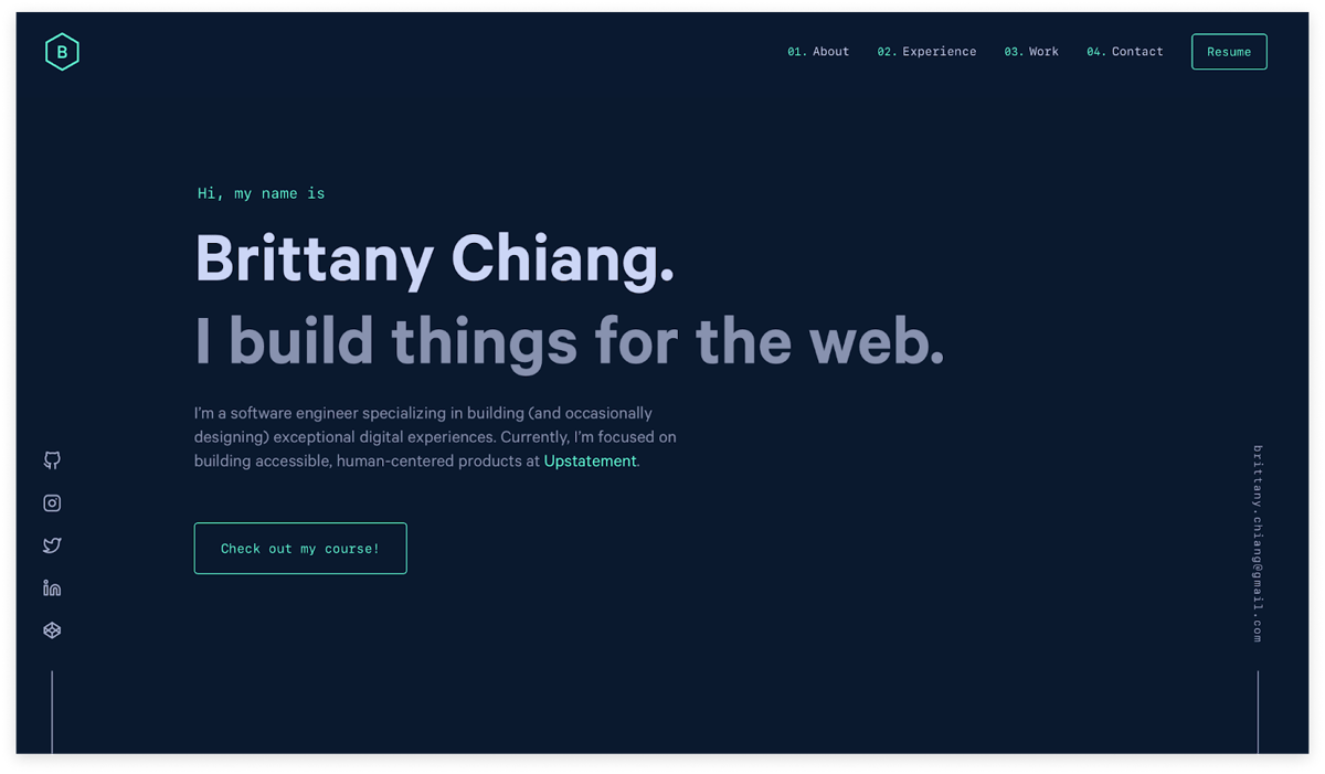 Web Developer Portfolio by Brittany Chiang