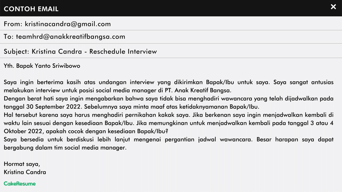 Contoh Email Reschedule Interview