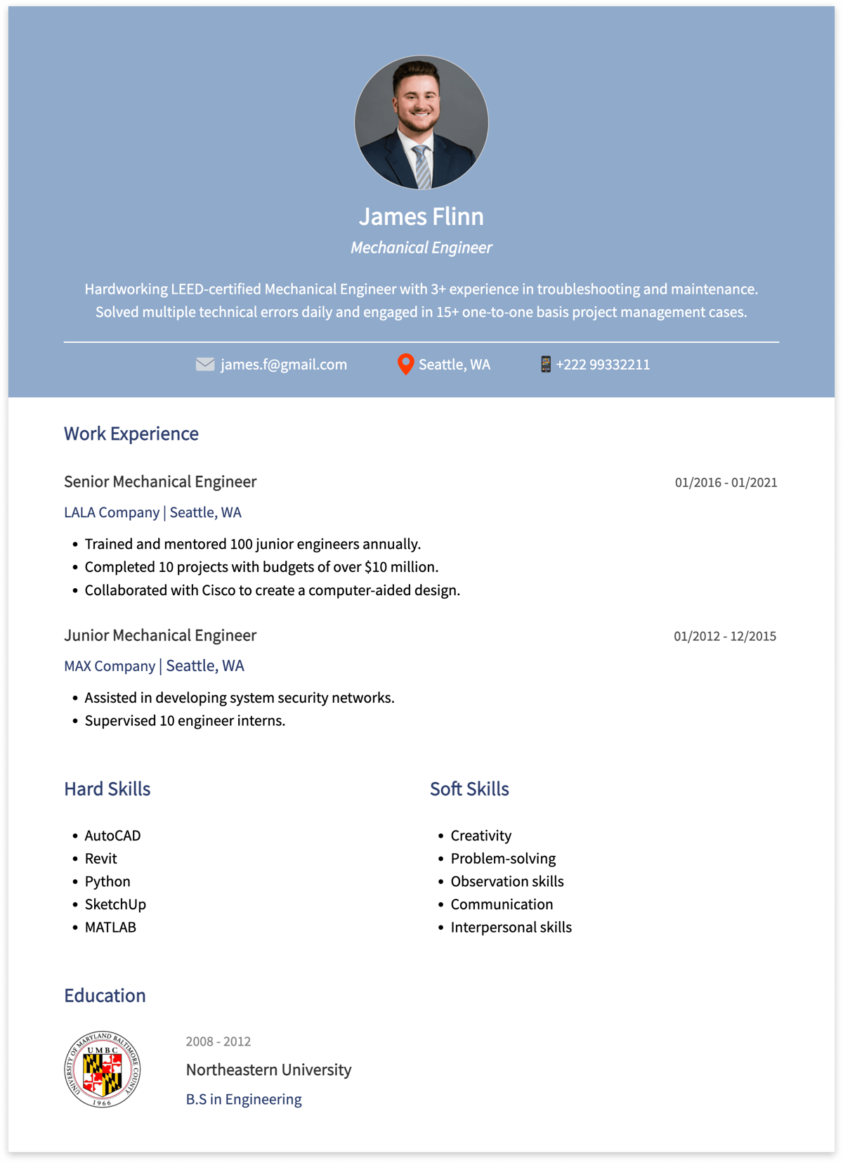 engineering resume example