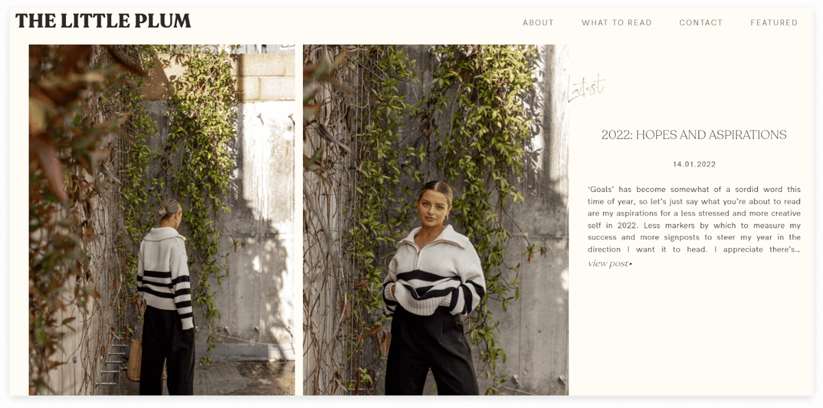 Influencer personal website by Chloe Plumstead