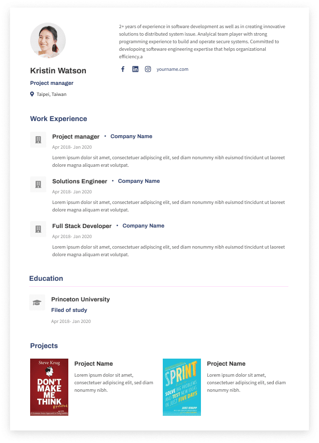 CakeResume 履歷表設計模板，登入即可免費下載履歷表範本，更可參考眾多履歷設計範本及履歷表word下載