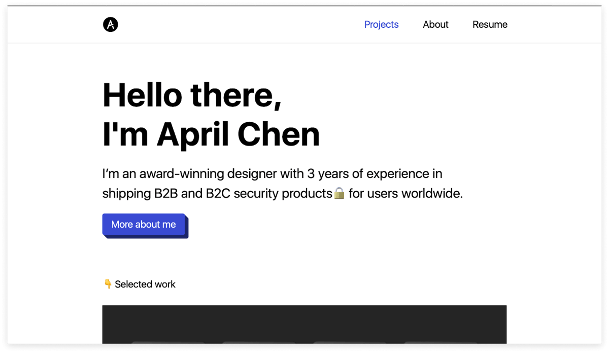 UX portfolio website by April
