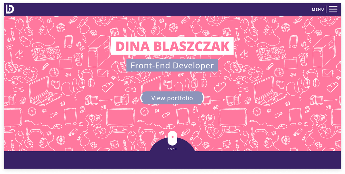 Front end developer portfolio by Dina Blaszcak