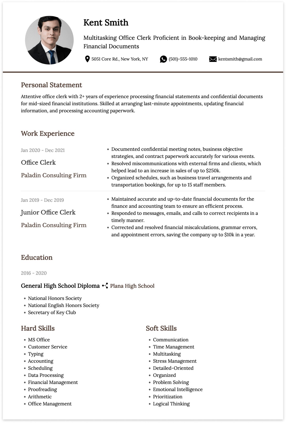 How to Write a Powerful Office Clerk Resume (+ Example) | CakeResume