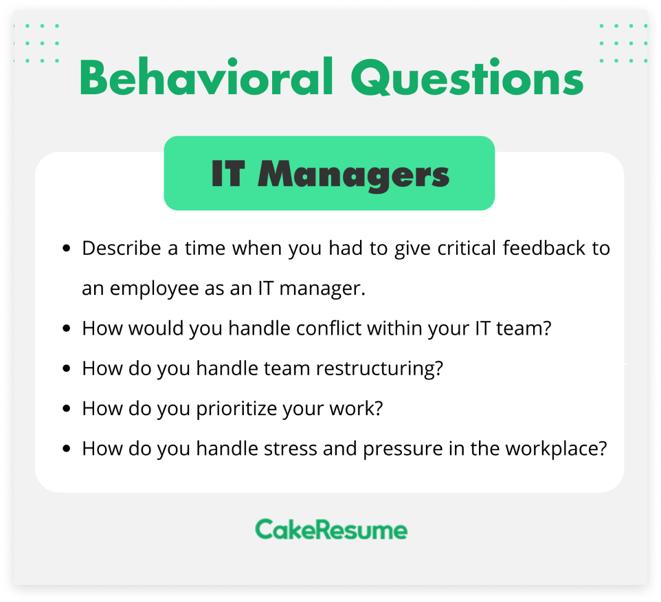 IT manager behavioral interview questions 