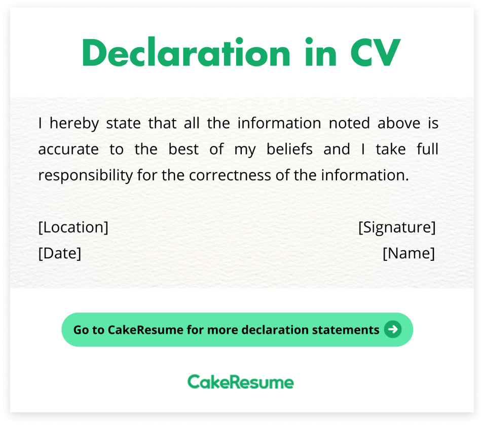 Declaration in CV