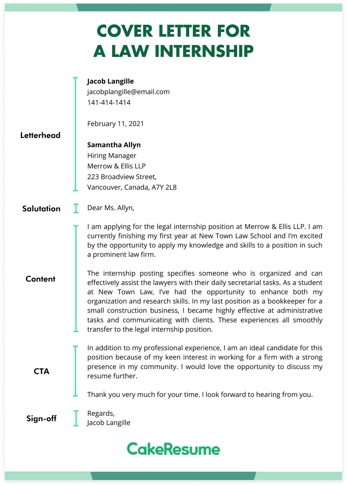 Cover Letter for a Law Internship