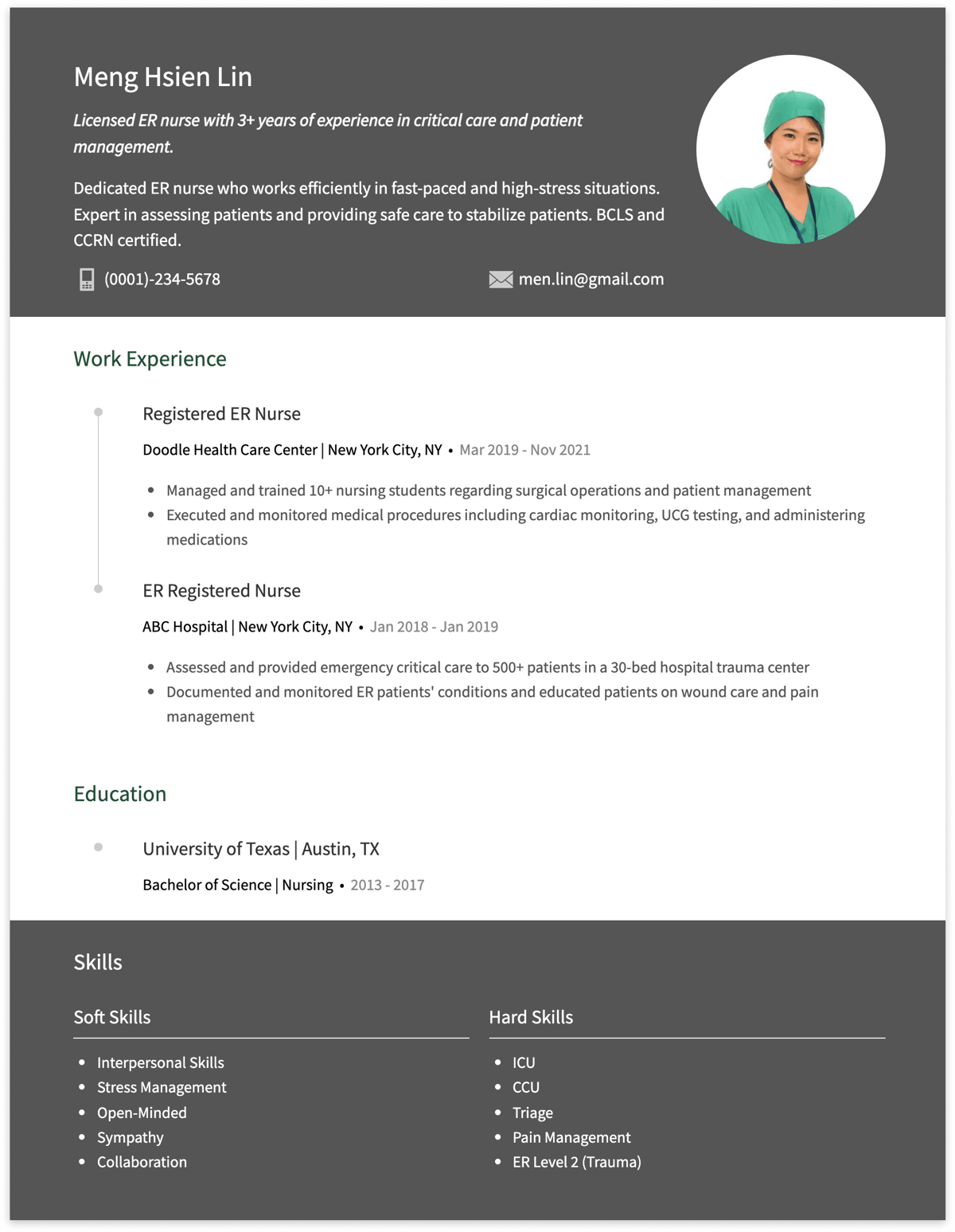 emergency nurse resume example