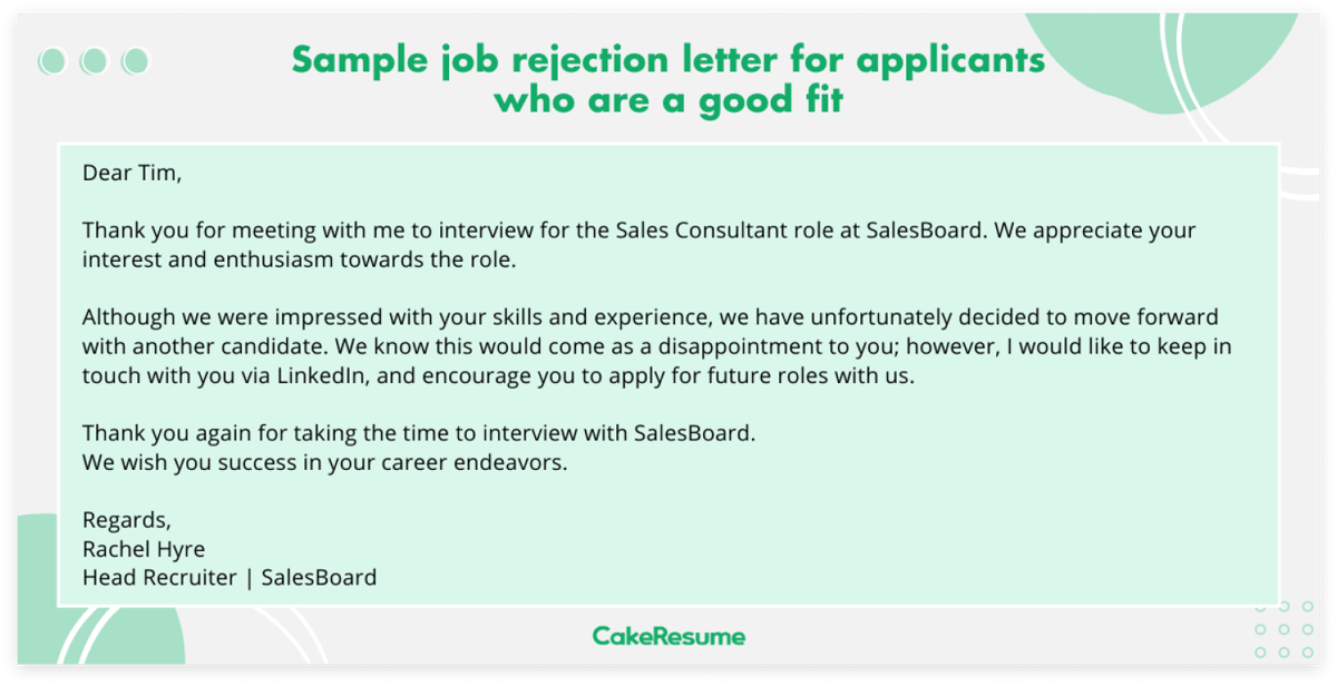 Crafting The Right Tone For Candidate Rejections Free Candidate Rejection Email Template & Examples