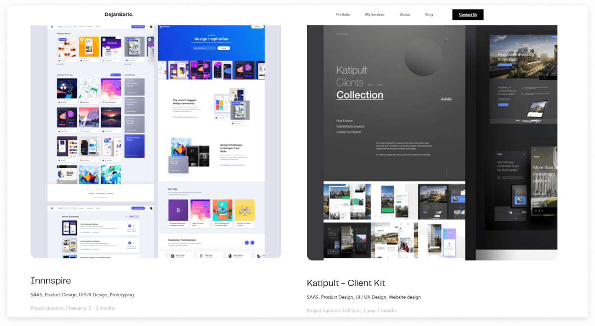 UX/UI design portfolio website by Dejan Baric