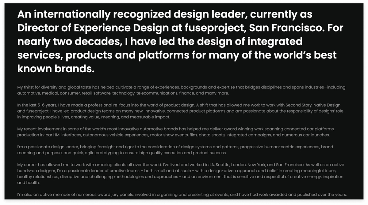About me section in a UI artist portfolio by Thomas Moeller