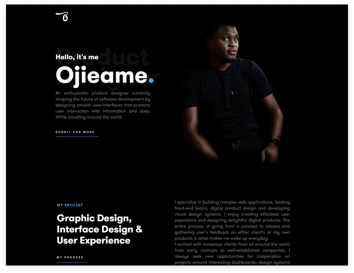 Graphic designer personal website by Ojieame Onimiya