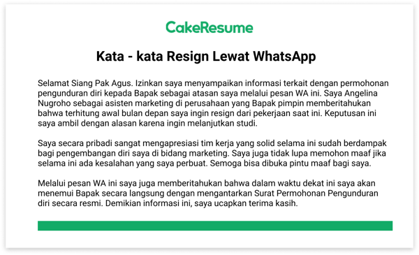 5 Contoh Kata Kata Resign Lewat Whatsapp yang Baik dan Benar | CakeResume