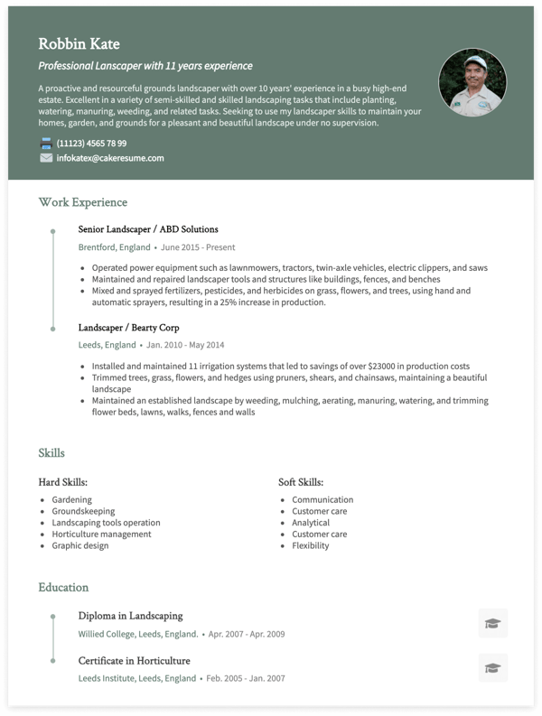 Landscaper Resume Examples Template, What Is The Job Title Of A Landscaper