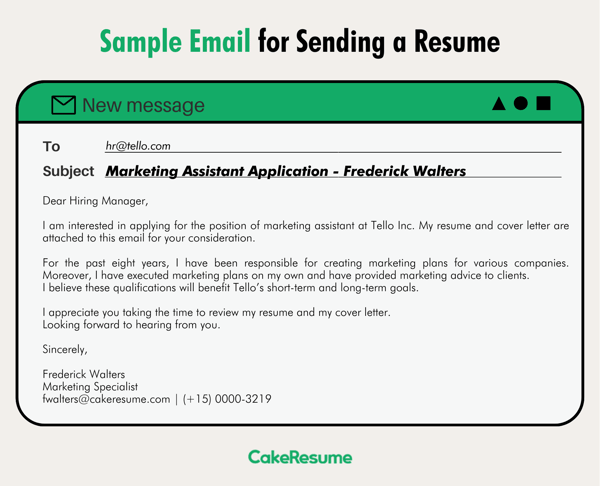 sample email message with attached resume and cover letter